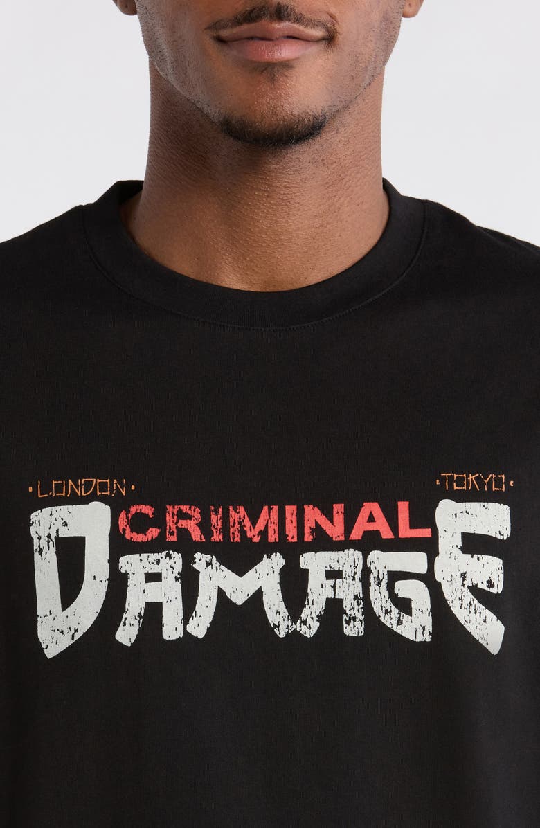 CRIMINAL DAMAGE Ramen Graphic Crewneck T-Shirt, Alternate, color, Black
