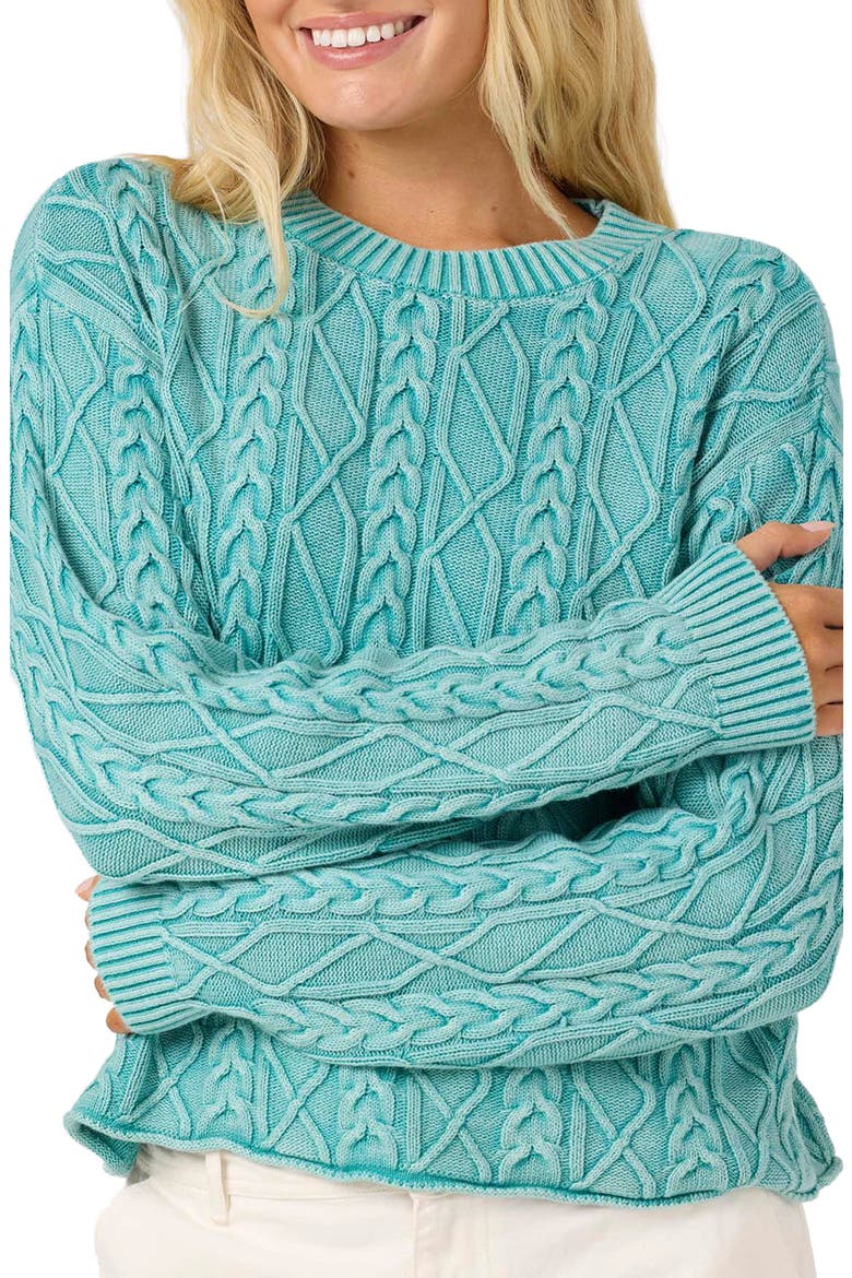 Misha Cable Knit Sweater, Alternate, color, AGATE GREEN