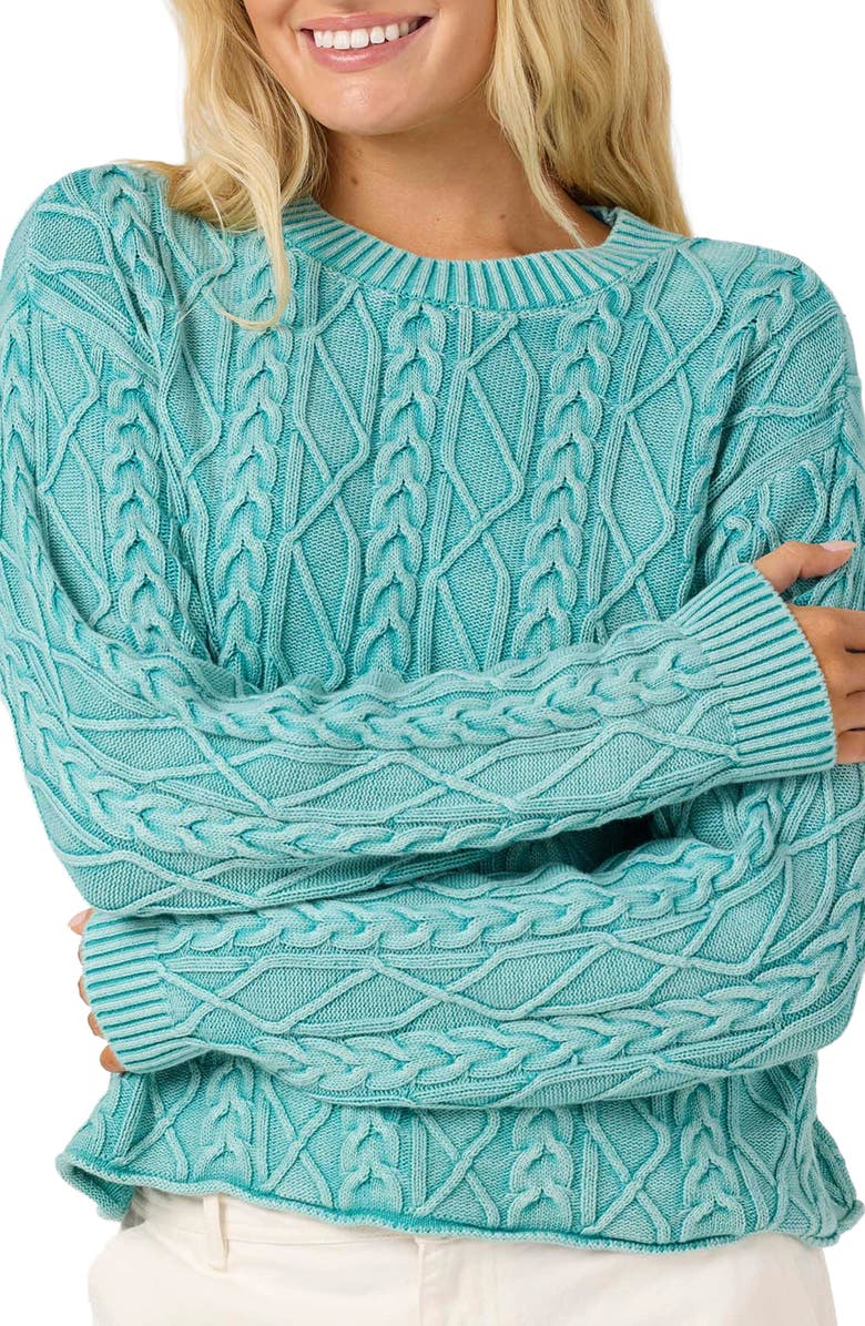 O'Neill Misha Cable Knit Sweater, Alternate, color, Agate Green