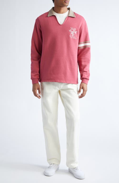 Palmes Forever Open Long Sleeve Rugby Polo In Pink