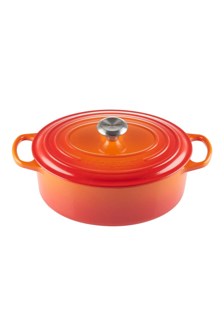 Signature 2.75-Quart Oval Enamel Cast Iron Dutch Oven, Main, color, FLAME