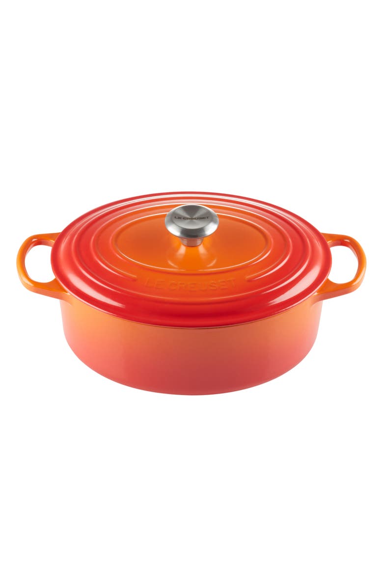 Le Creuset Signature 2.75-Quart Oval Enamel Cast Iron Dutch Oven, Main, color, Flame