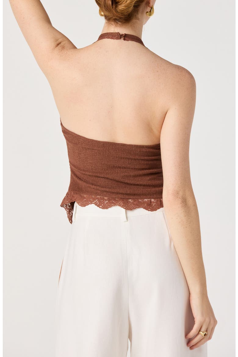 Zoe Lace Halter Top, Alternate, color, BROWN