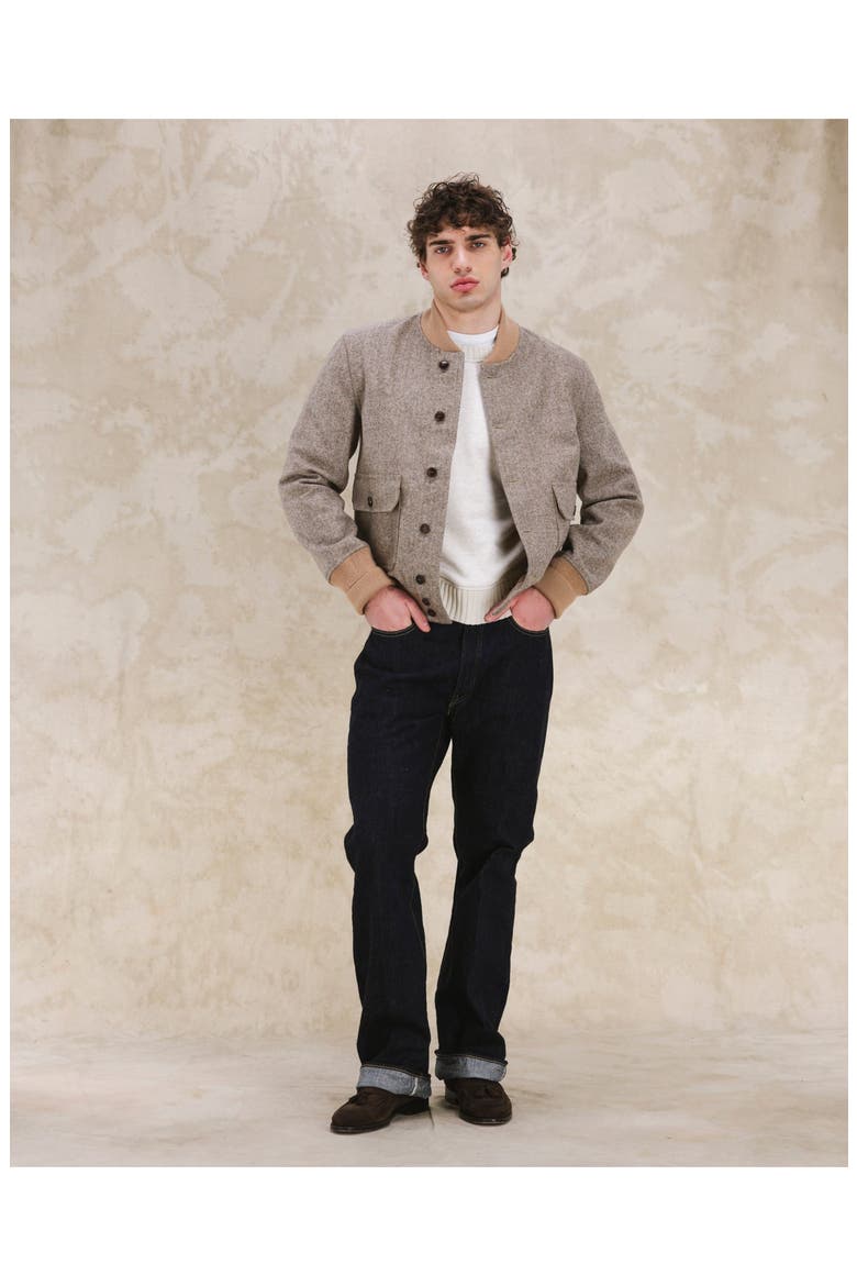 Herringbone Bomber Jacket, Alternate, color, Beige