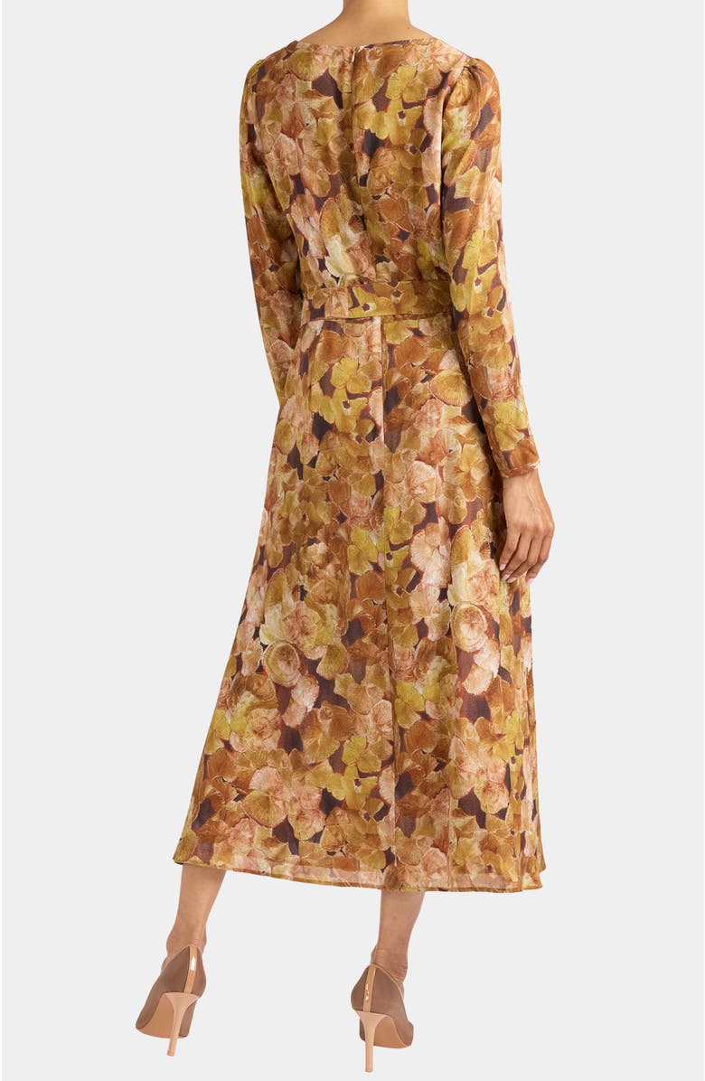 Santorelli Piper Long Sleeve Cowl Neck Dress in Floral Crepe, Alternate, color, Hazelwood Multi