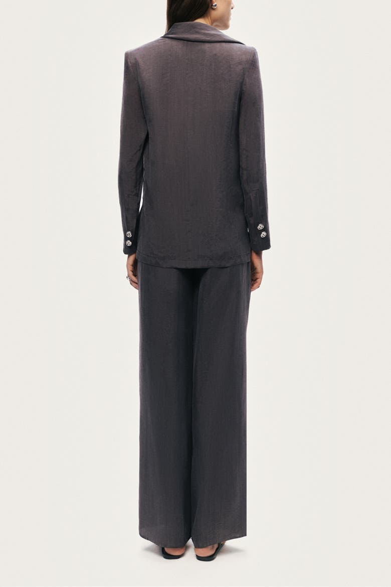Asymmetrical Draped Tailored Jacket, Alternate, color, Anthracite