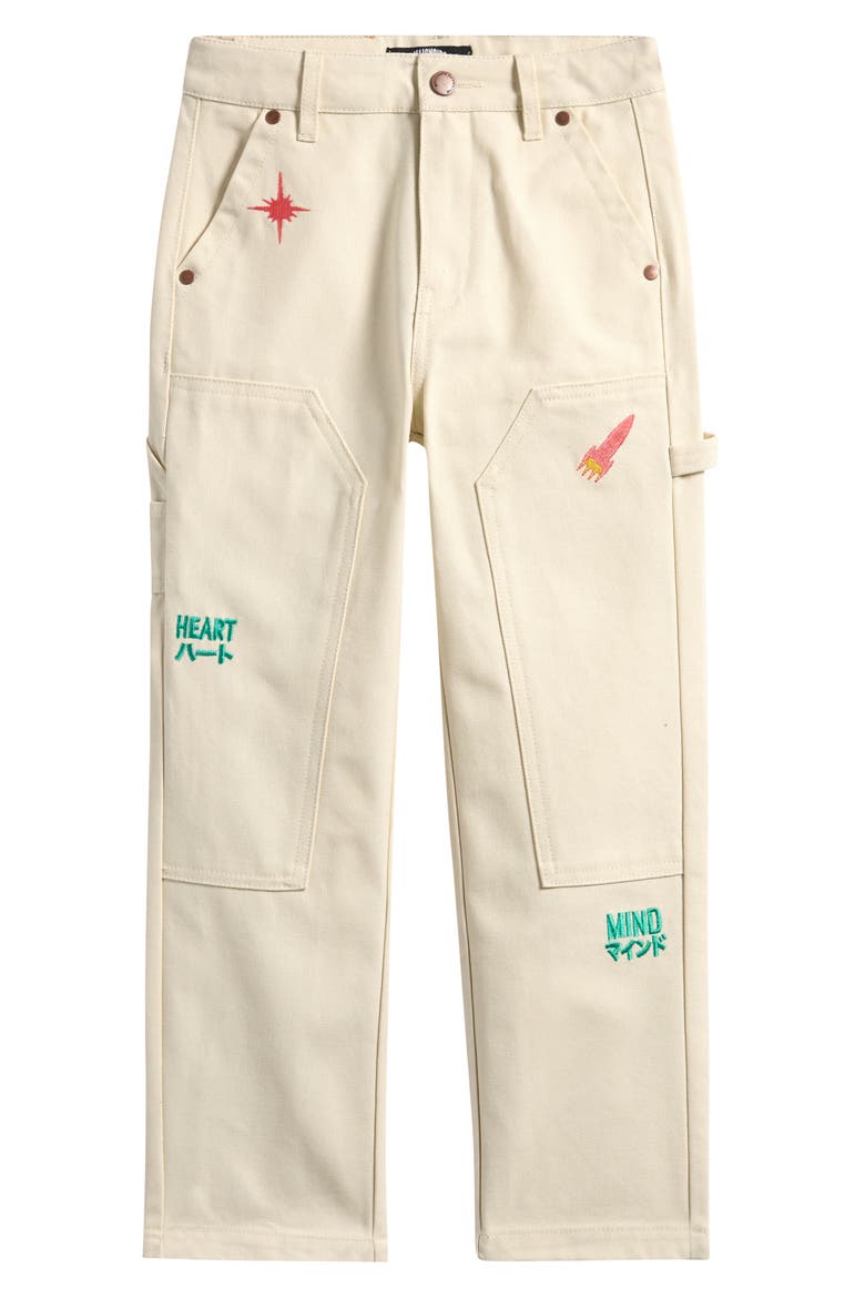 Kids' Embroidered Straight Leg Pants, Main, color, WHITE ASPA