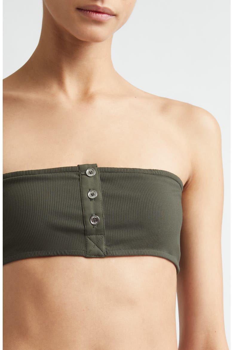 Strapless Rib Bikini Top, Alternate, color, DARK GREEN
