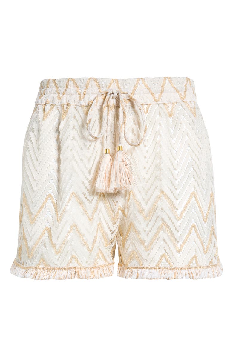 Ramy Brook Chevron Duke Drawstring Cover-Up Shorts, Alternate, color, Sandstone Chevron