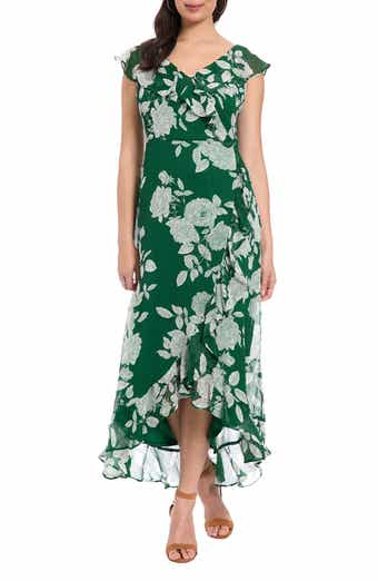 London Times Ruffle Wrap Maxi Dress