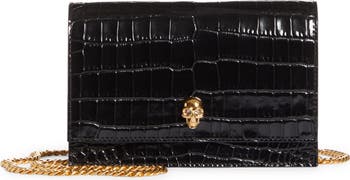 【ALEXANDER MCQUEEN】 SKULL ミニバッグ McQueen Alexander McQueen Mini Skull Croc Embossed Leather