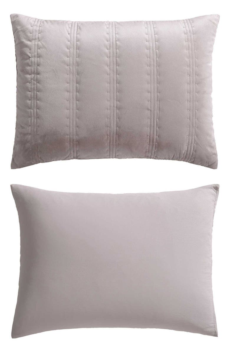 Vera Wang Velvet Linear Stitch Quilt Set, Alternate, color, French Clay