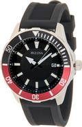 BULOVA Classic Quartz Silicone Strap Watch, 44mm