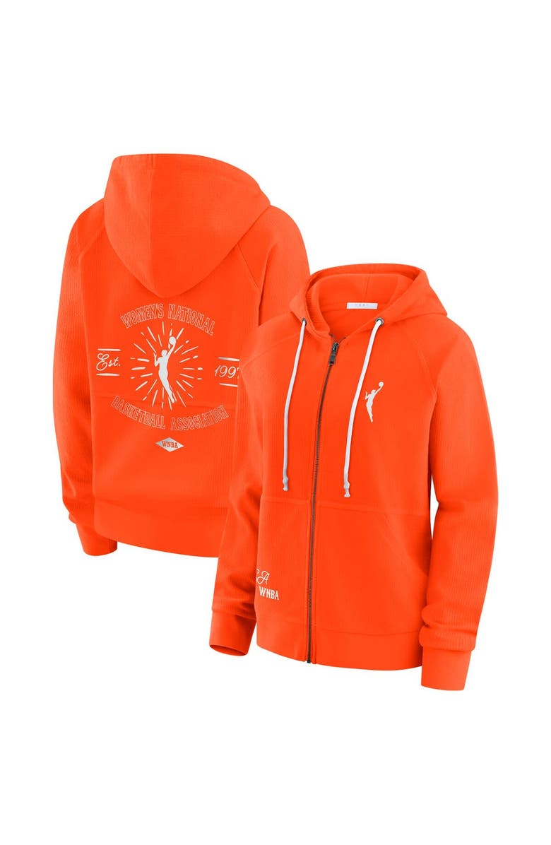 WEAR by Erin Andrews Women's WEAR by Erin Andrews Orange WNBA Vintage Full-Zip Raglan Hoodie, Main, color, 