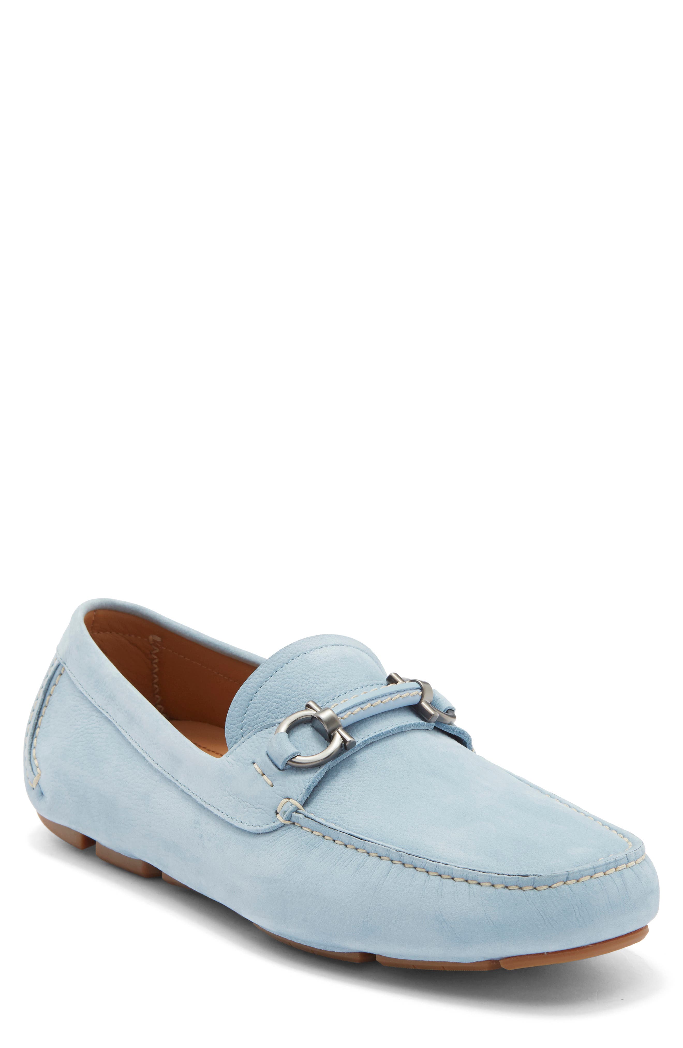 FERRAGAMO Sunday Driving Shoe, Main, color, Washed Denim New Biscotto
