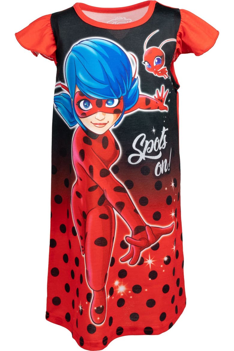 Ladybug Pajama Nightgown, Main, color, Ladybug Red Black
