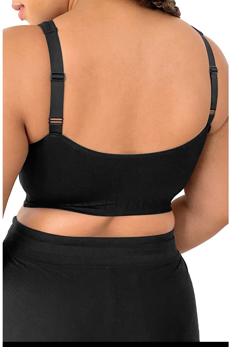 Busty Sublime Adjustable Crossover Nursing & Lounge Bra -Sizing Options from E-I Cup, Alternate, color, BLACK