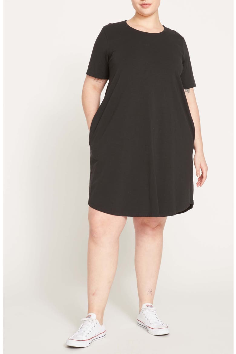 Halie T-Shirt Dress, Main, color, BLACK