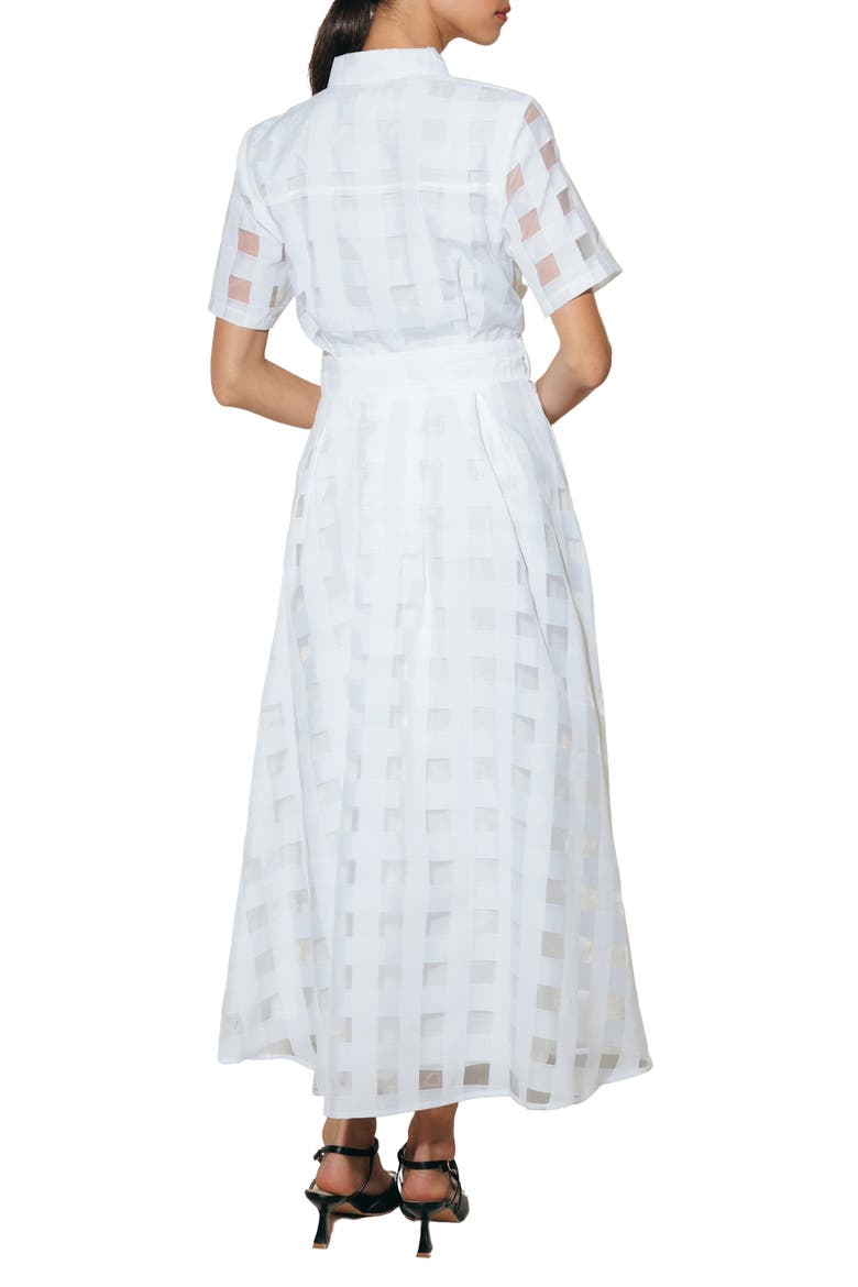 Basketweave Organza Maxi Shirtdress, Alternate, color, WHITE