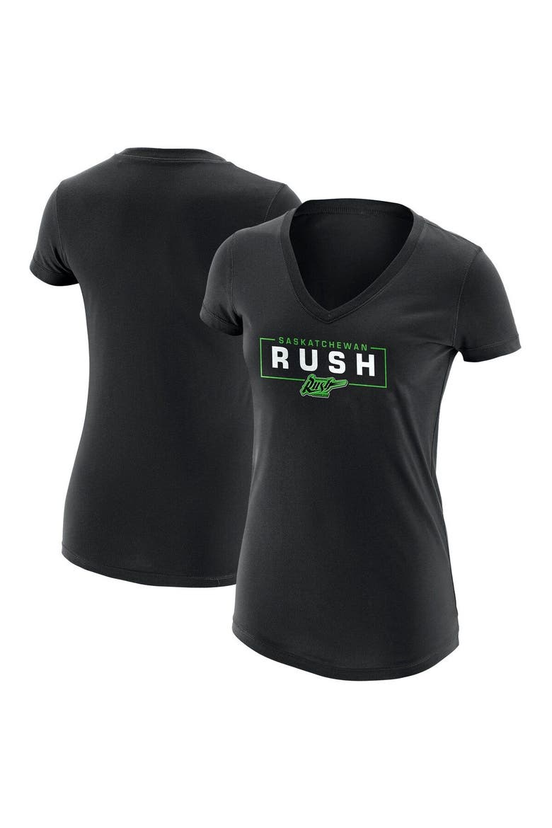 Women's Black Saskatchewan Rush Primary Logo V-Neck T-Shirt, Main, color, Black