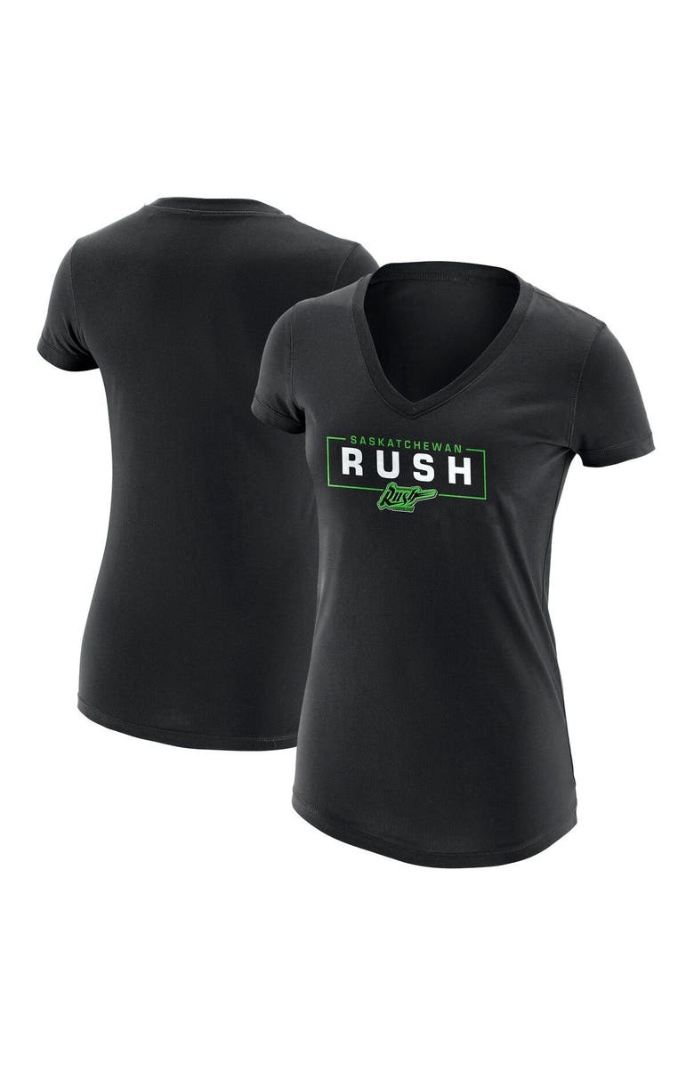 ADPRO Sports Women's Black Saskatchewan Rush Primary Logo V-Neck T-Shirt, Main, color, Black