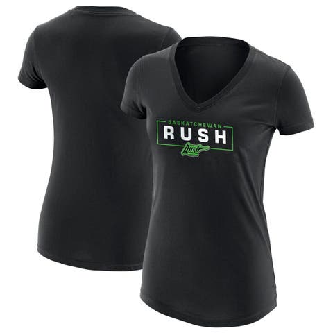 Women's Black Saskatchewan Rush Primary Logo V-Neck T-Shirt