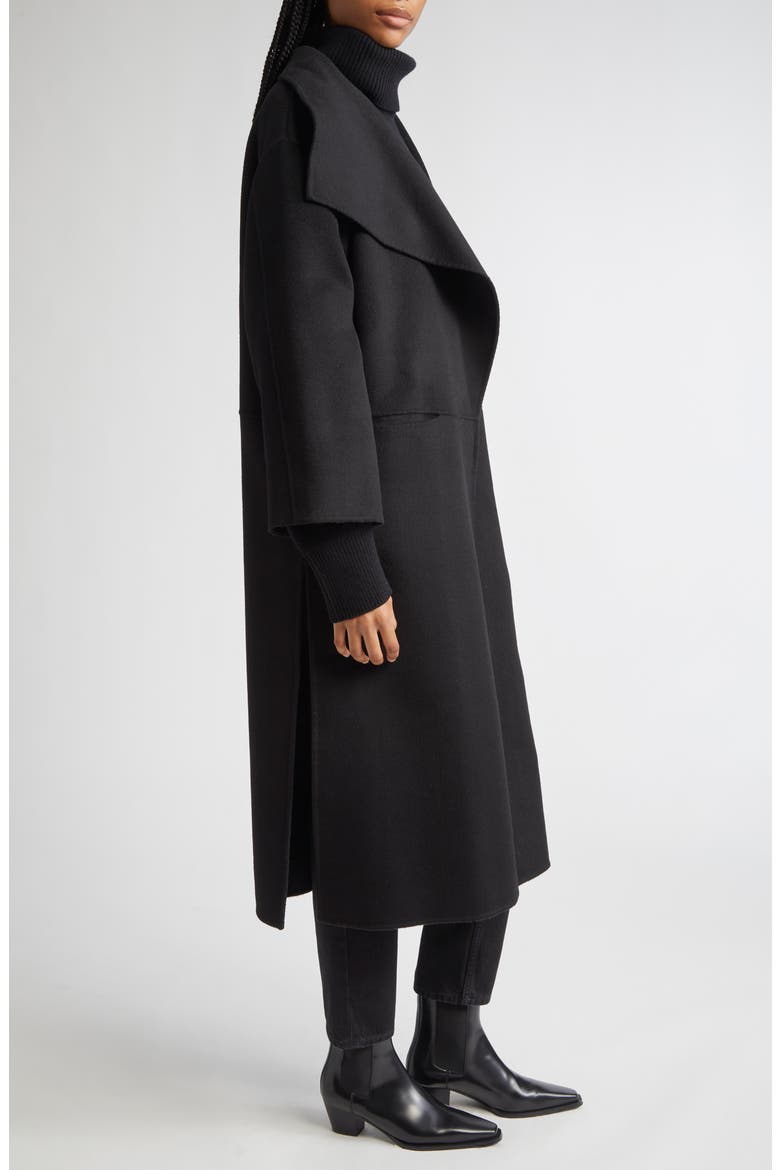Totême Annecy Open Front Wool & Cashmere Coat, Alternate, color, BLACK