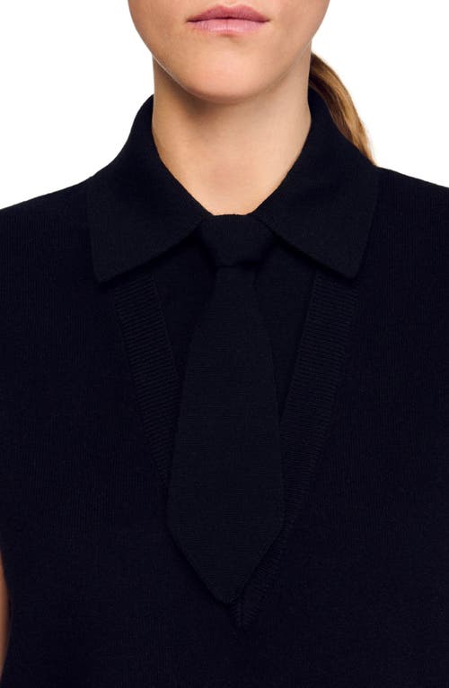 Sandro Tie-neck Sweater In Black