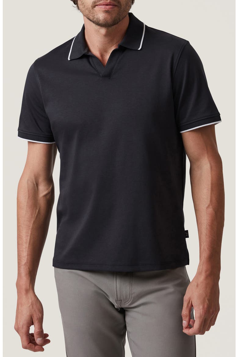 Riviera Tipped Pima Cotton Polo, Main, color, BLACK
