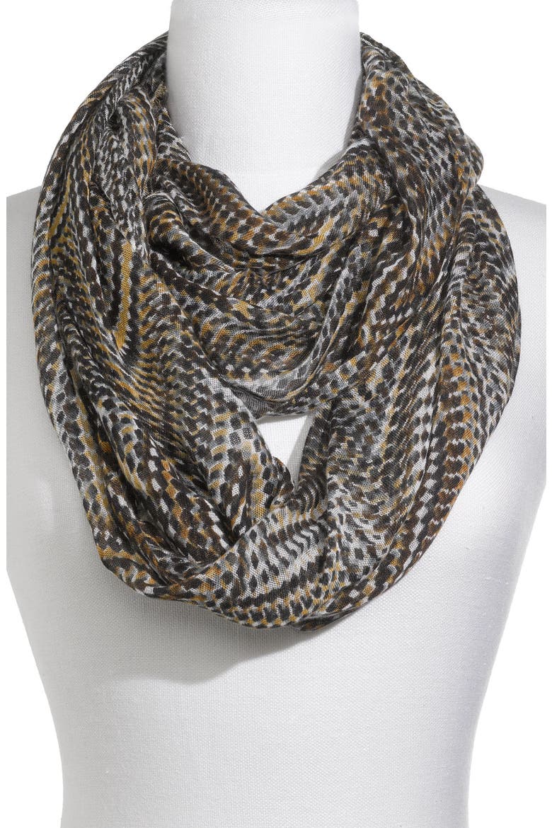 Zigzag Lightweight Infinity Scarf, Main, color, BROWN OLIVE