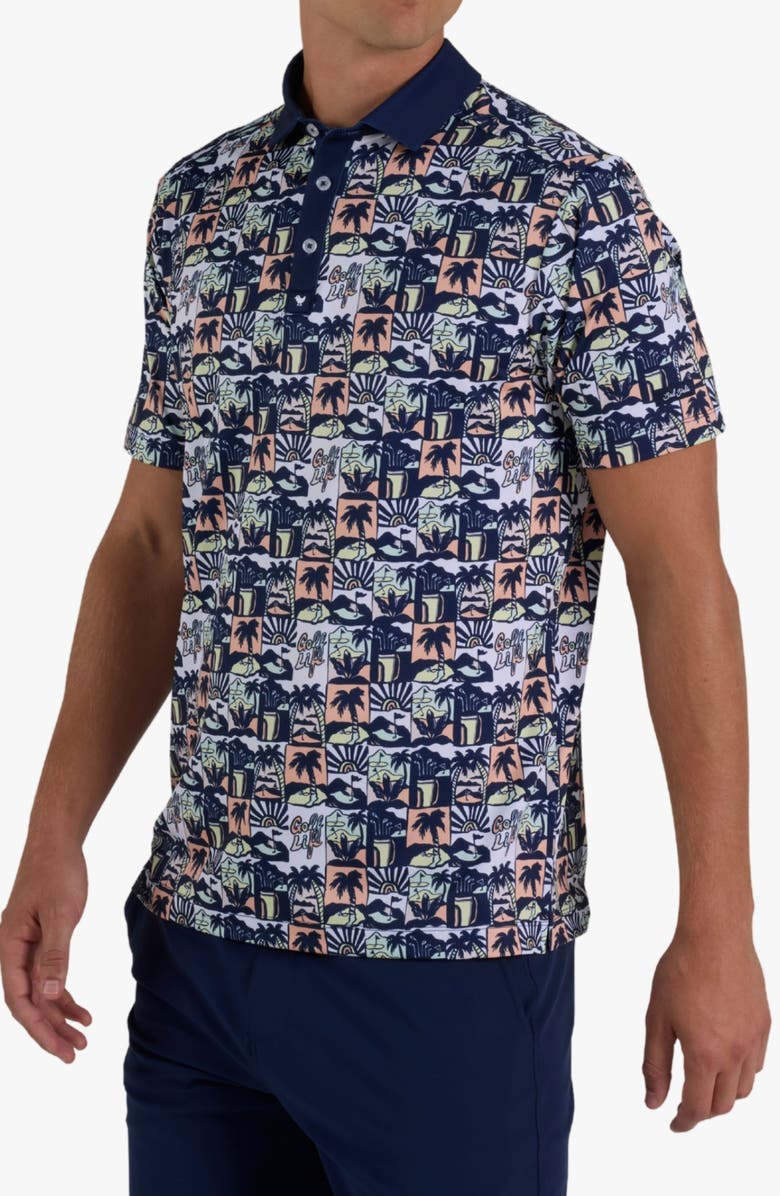 Bad Birdie Core Tropical Print Performance Golf Polo, Alternate, color, 