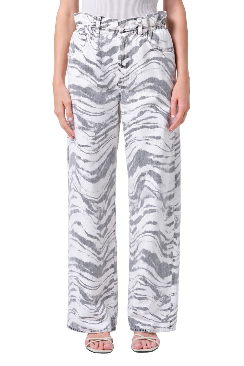 Lyonne Print Wide Leg Jeans, Main, color, QUIVER BLACK
