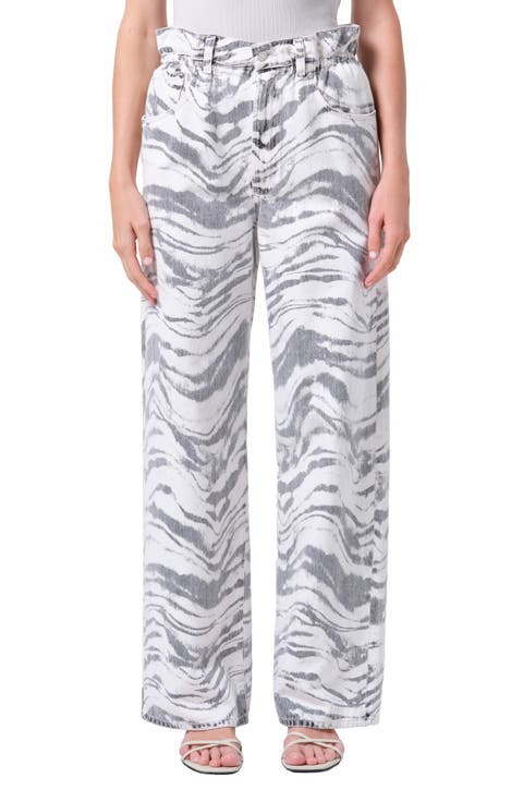 Lyonne Print Wide Leg Jeans (Quiver Black)
