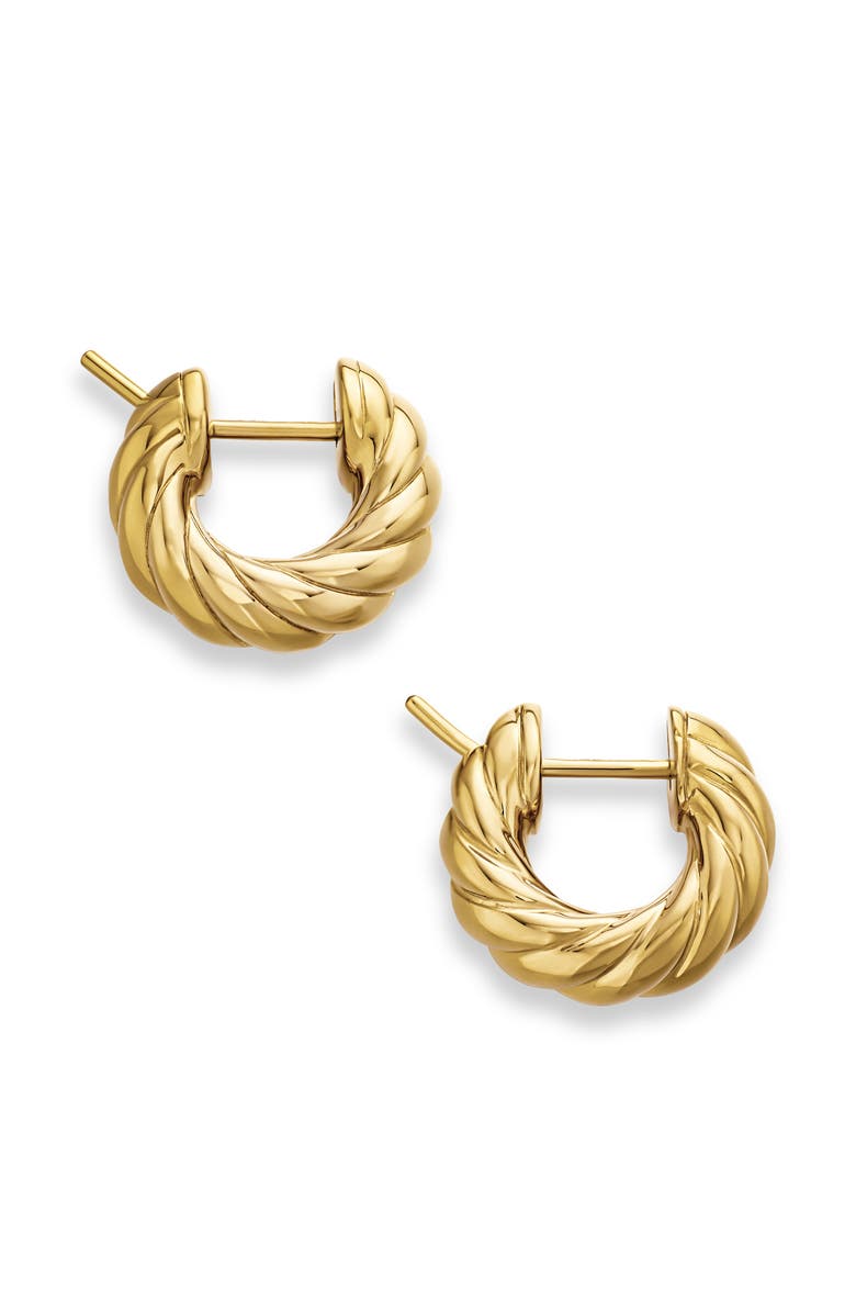 David Yurman Sculpted Cable Hoop Earrings in 18K Yellow Gold, Alternate, color, 18K Yellow Gold