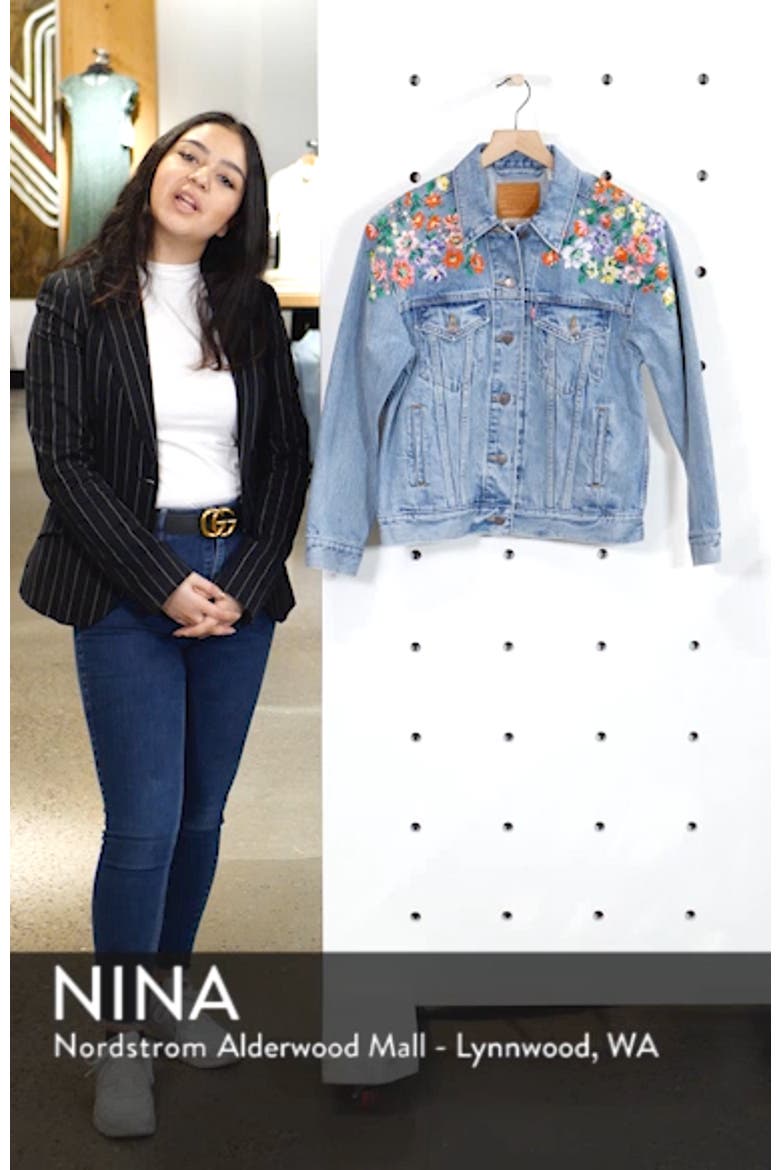 Levi's® Ex-Boyfriend Embroidered Denim Trucker Jacket video