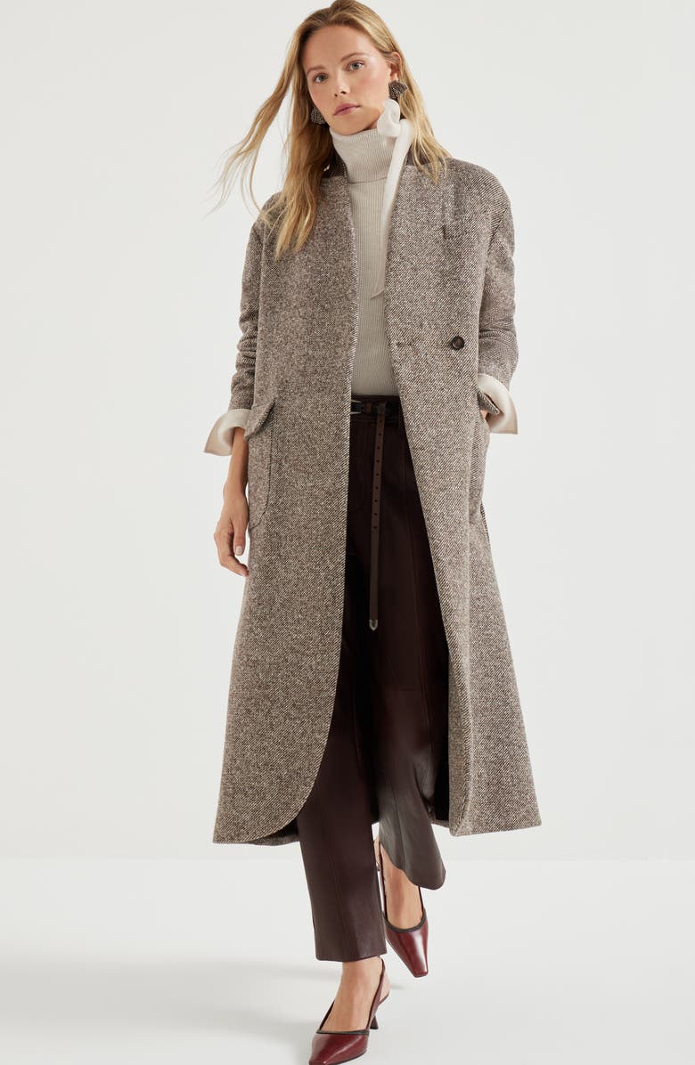 Brunello Cucinelli Coat with monili, Alternate, color, Brown