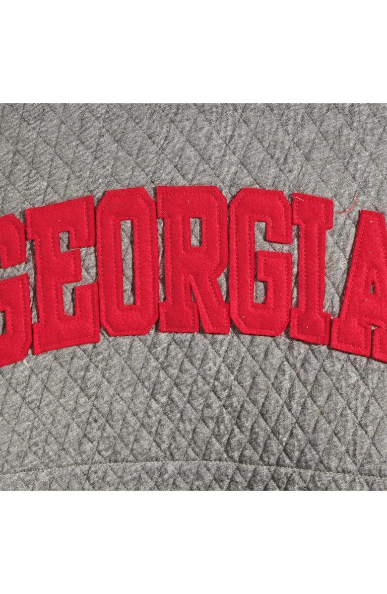 PRESSBOX Women's Pressbox Heather Charcoal Georgia Bulldogs Moose Quilted Pullover Sweatshirt, Alternate, color, Heather Gray