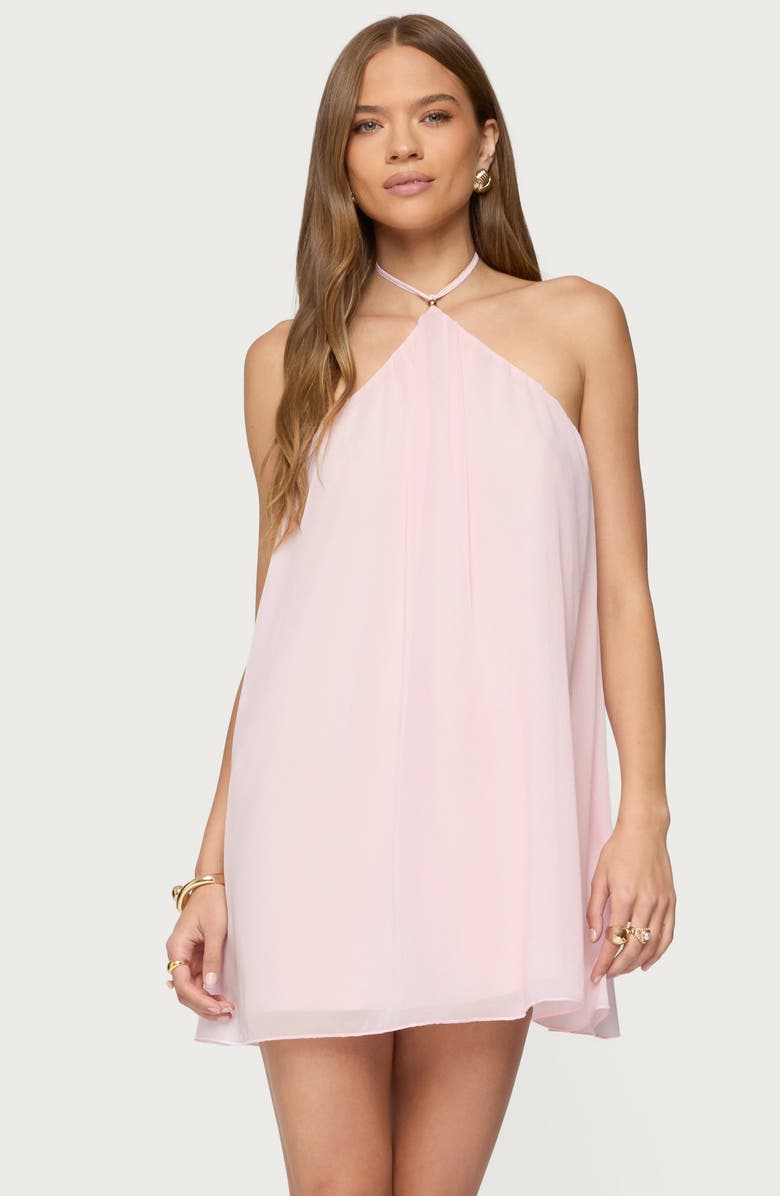 EDIKTED Emeline Open Back Halter Minidress, Alternate, color, Light-Pink