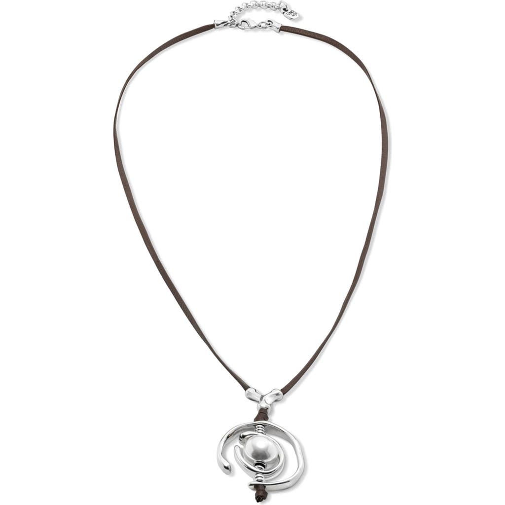 Unode50 Pearl Leather Necklace In Black