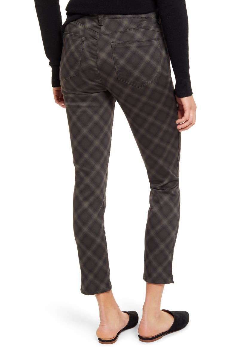 Ab-Solution Plaid High Waist Ankle Skinny Pants (Nordstrom Exclusive), Alternate, color, MIDNIGHT OLIVE