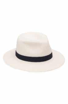 Stripe Wide Brim Packable Straw Fedora