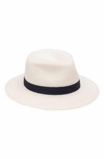 Stripe Wide Brim Packable Straw Fedora