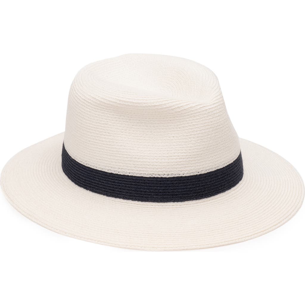 Eugenia Kim Stripe Wide Brim Packable Straw Fedora