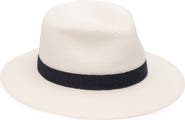 Eugenia Kim Stripe Wide Brim Packable Straw Fedora