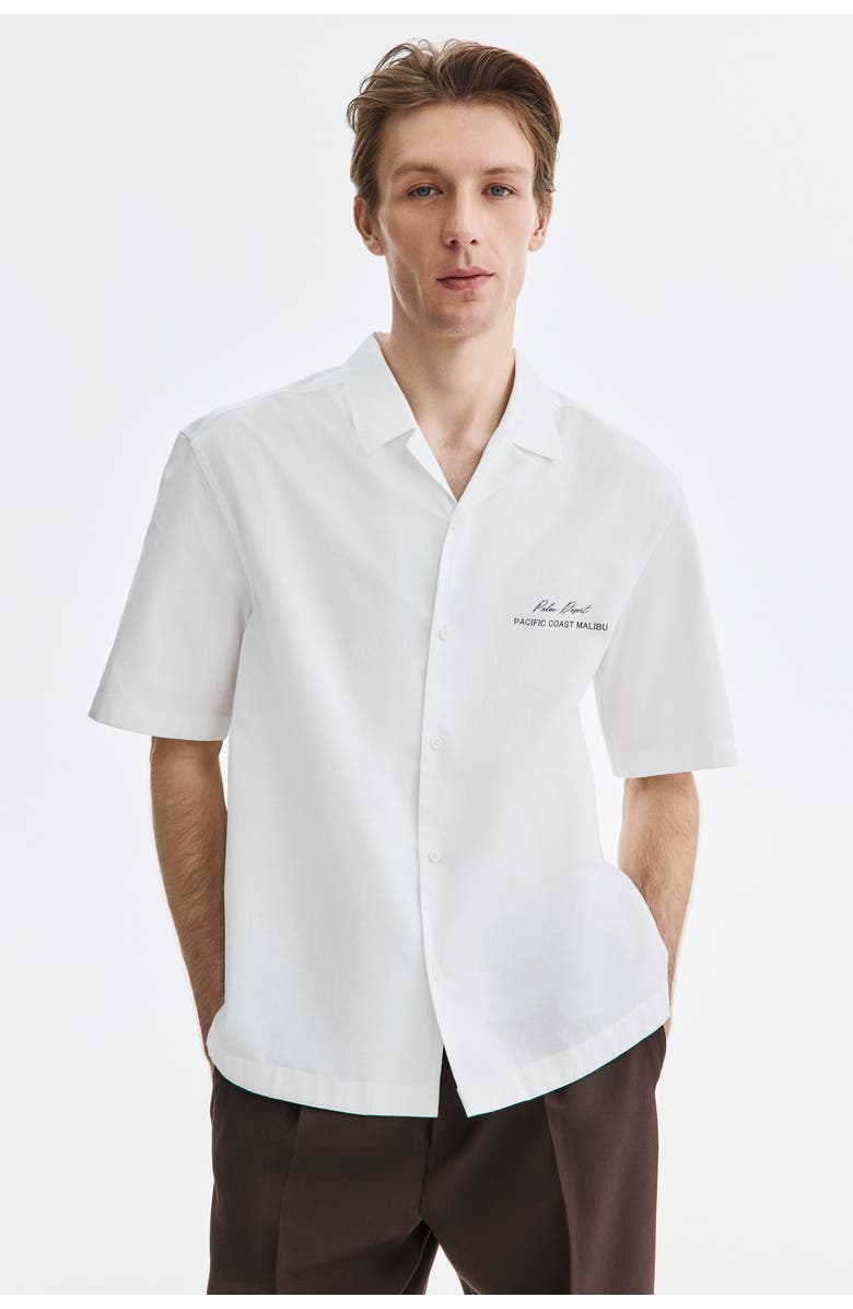 H&M Relaxed-fit printed resort shirt, Main, color, White/Palm Desert