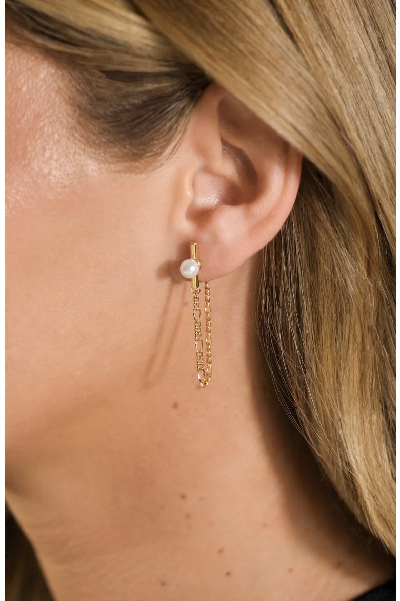 Tristan Faux Pearl Chain Drop Earrings, Alternate, color, GOLD