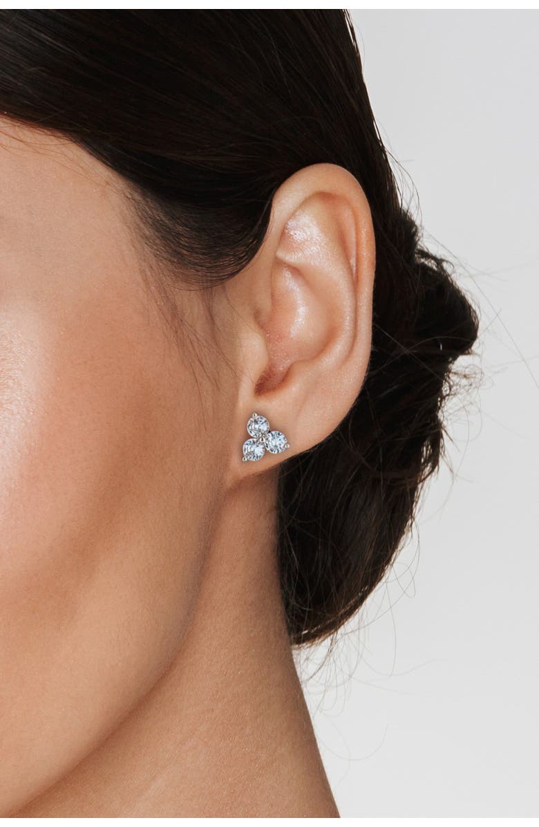 CZ by Kenneth Jay Lane Round Cut CZ Trio Stud Earrings, Alternate, color, Clear/Silver