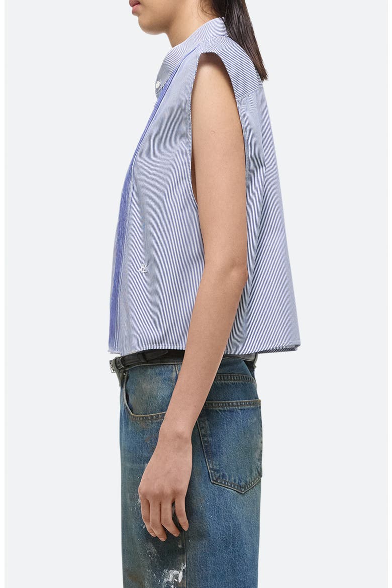 Stripe Sleeveless Tuxedo Shirt, Alternate, color, BLUE STRIPE