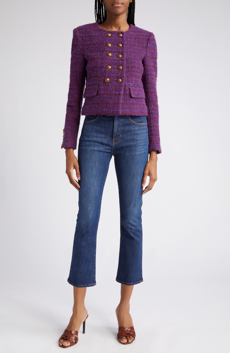 Veronica Beard Carly High Waist Kick Flare Jeans, Alternate, color, Bright Blue