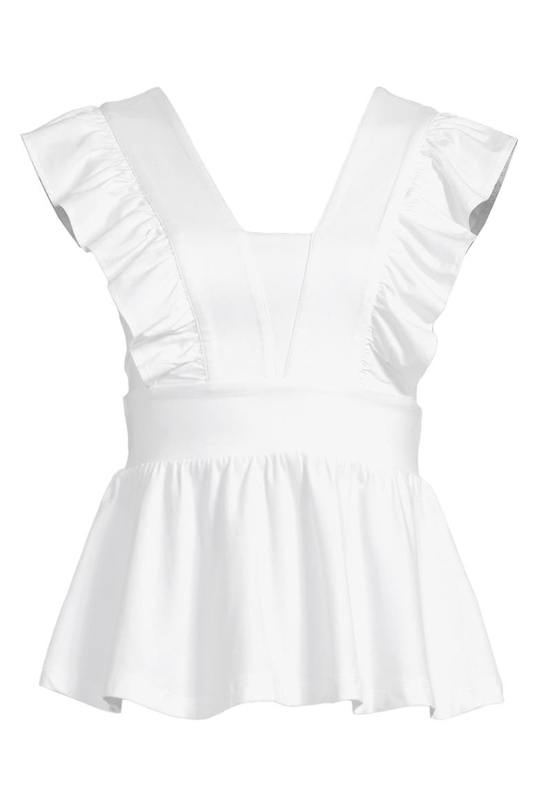 Lightweight Jersey Ruffle Peplum Top, Alternate, color, White